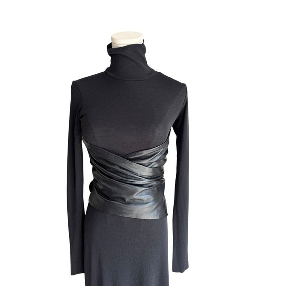Nanushka - NWT AMABEL Mesh Jersey And Okobor™ Alt-Leather Maxi Dress Sz XS - Picture 5 of 12